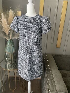 kate spade navy and white tweed shift dress